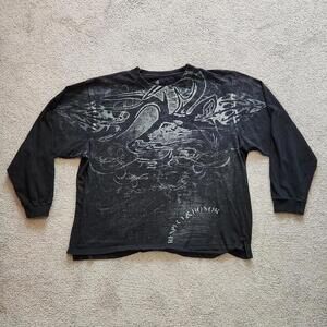Black & grey legendary long sleeve shirt with cool deer design, Size: XXL